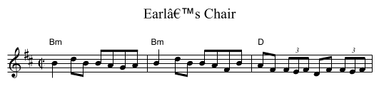 Earlâ€™s Chair - staff notation