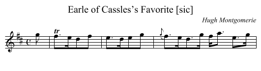 Earle of Cassles’s Favorite [sic] - staff notation