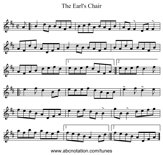 Earl's Chair, The - staff notation