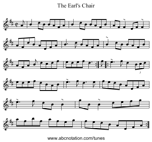 Earl's Chair, The - staff notation