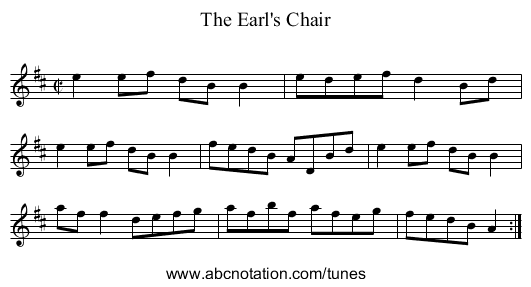 Earl's Chair, The - staff notation