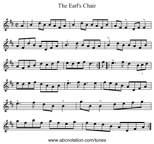 Earl's Chair, The - staff notation