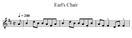 Earl's Chair - staff notation