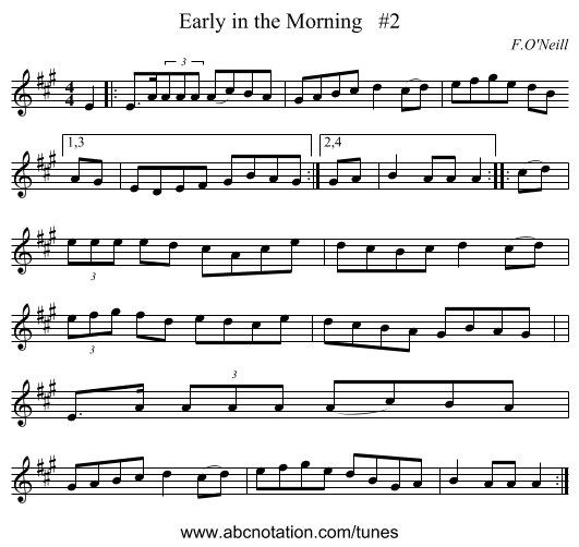 Early in the Morning   #2 - staff notation