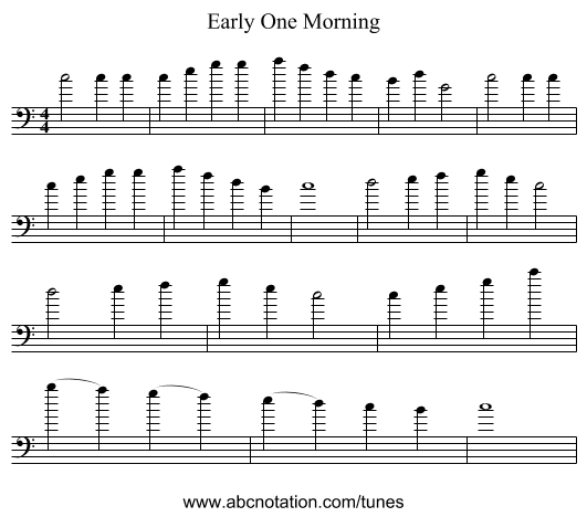 Early One Morning - staff notation