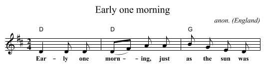 Early one morning - staff notation