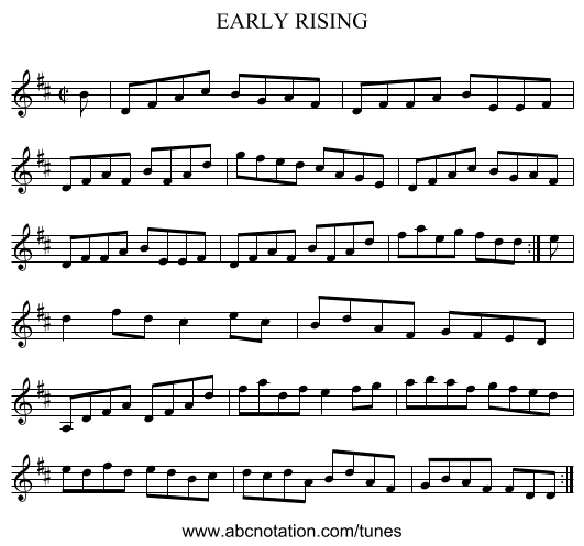 EARLY RISING - staff notation