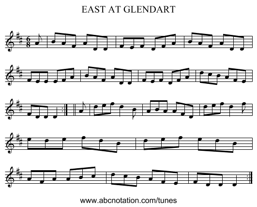 EAST AT GLENDART - staff notation