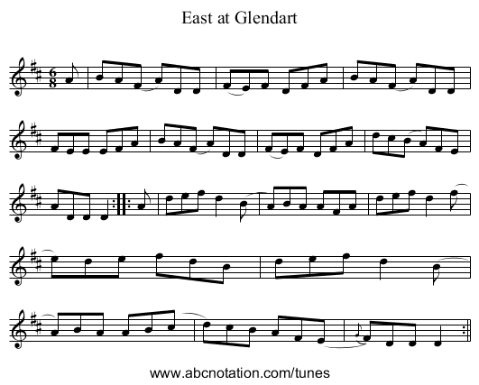East at Glendart - staff notation