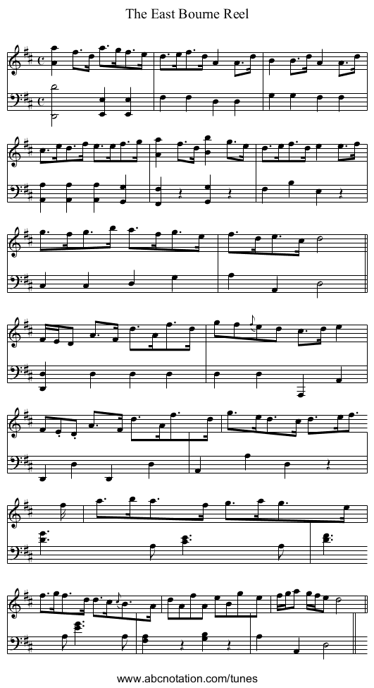 East Bourne Reel, The - staff notation