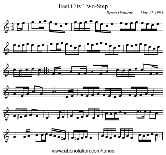 East City Two-Step - staff notation