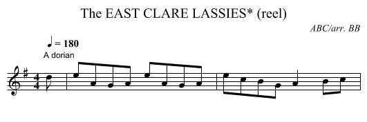 EAST CLARE LASSIES* (reel), The - staff notation
