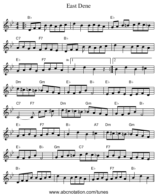 East Dene - staff notation