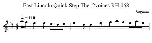 East Lincoln Quick Step,The. 2voices RH.068 - staff notation