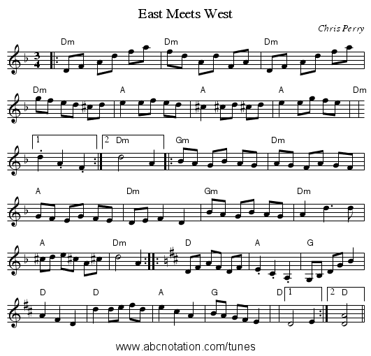 East Meets West - staff notation