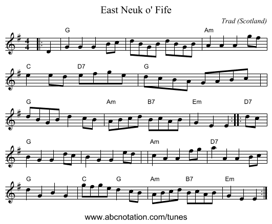 East Neuk o' Fife - staff notation