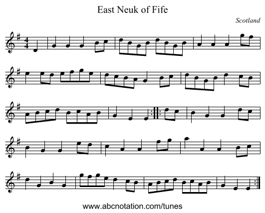 East Neuk of Fife - staff notation