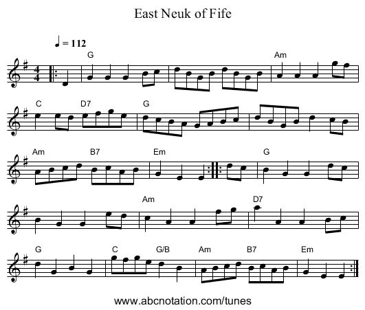 East Neuk of Fife - staff notation