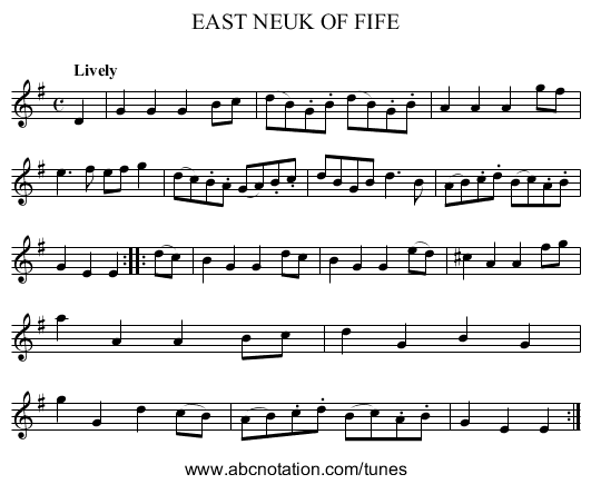 EAST NEUK OF FIFE - staff notation