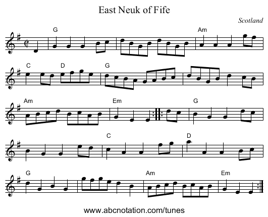 East Neuk of Fife - staff notation