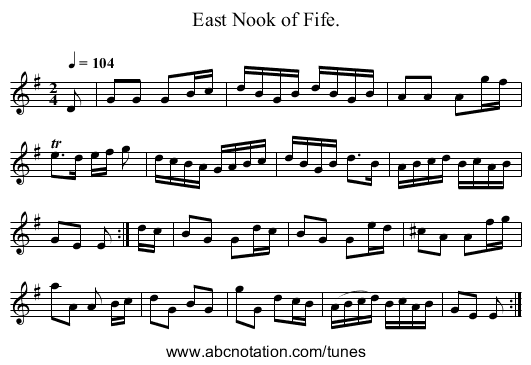 East Nook of Fife. - staff notation
