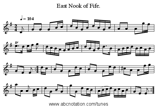 East Nook of Fife. - staff notation