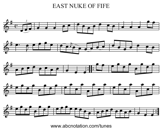 EAST NUKE OF FIFE - staff notation