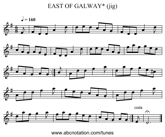 EAST OF GALWAY* (jig) - staff notation