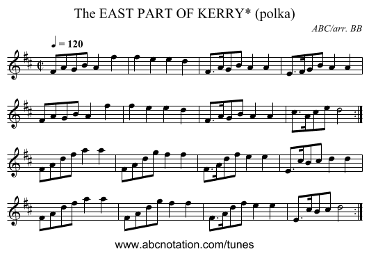 EAST PART OF KERRY* (polka), The - staff notation
