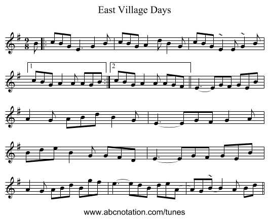 East Village Days - staff notation
