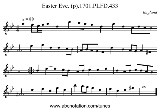 Easter Eve. (p).1701.PLFD.433 - staff notation