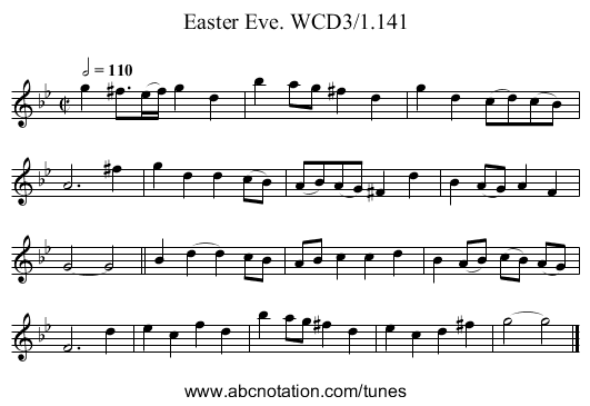 Easter Eve. WCD3/1.141 - staff notation
