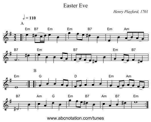 Easter Eve - staff notation