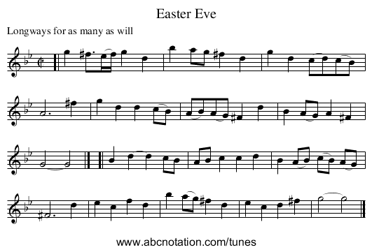 Easter Eve - staff notation