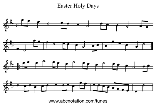 Easter Holy Days - staff notation