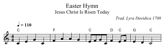 Easter Hymn - staff notation