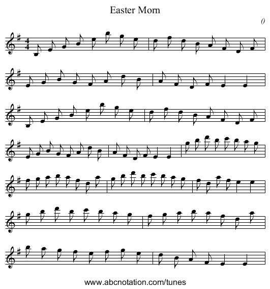 Easter Morn - staff notation