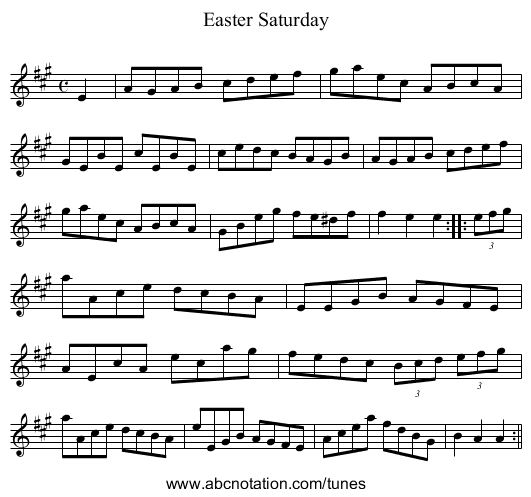 Easter Saturday - staff notation