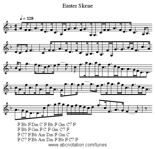 Easter Skene - staff notation