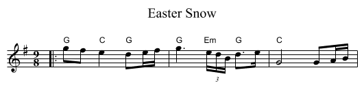 Easter Snow - staff notation