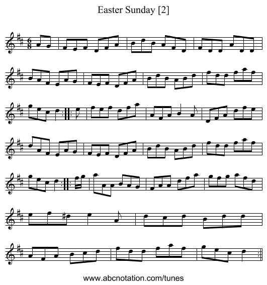 Easter Sunday [2] - staff notation
