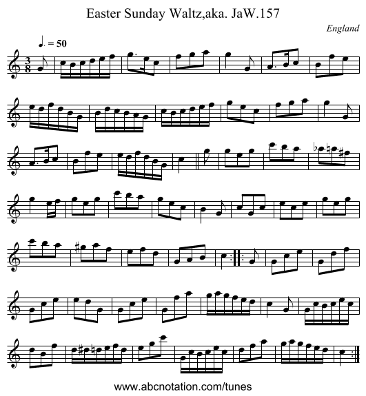 Easter Sunday Waltz,aka. JaW.157 - staff notation