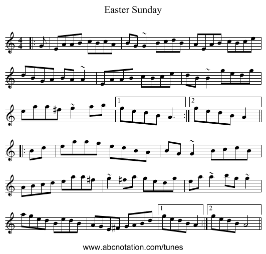 Easter Sunday - staff notation