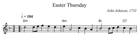 Easter Thursday - staff notation