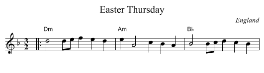 Easter Thursday - staff notation