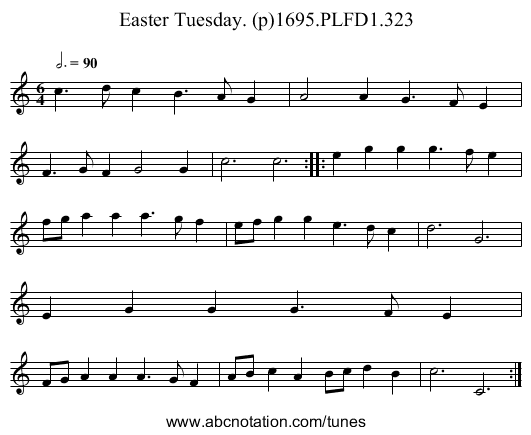 Easter Tuesday. (p)1695.PLFD1.323 - staff notation