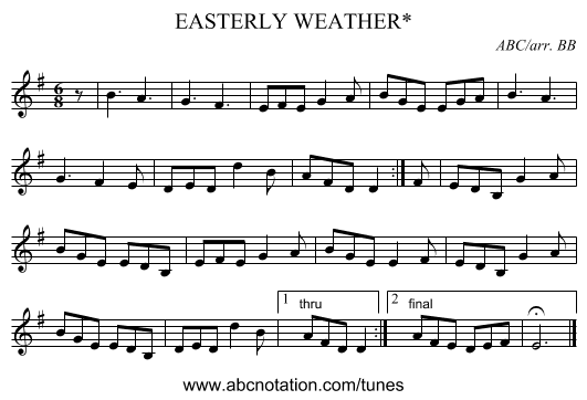 EASTERLY WEATHER* - staff notation