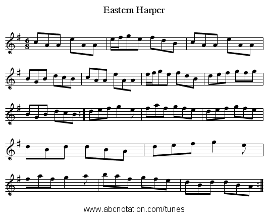 Eastern Harper - staff notation