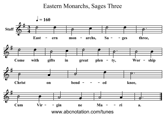 Eastern Monarchs, Sages Three - staff notation