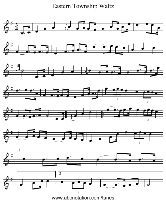 Eastern Township Waltz - staff notation